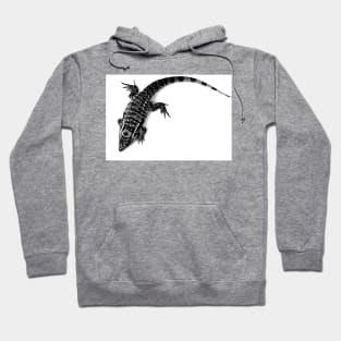 Black and White Tegu Lizard Hoodie